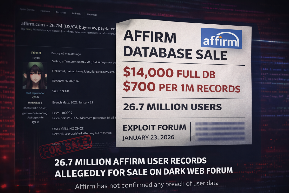 Affirm Data Breach Allegedly Exposes 26.7 Million User Records on Dark Web