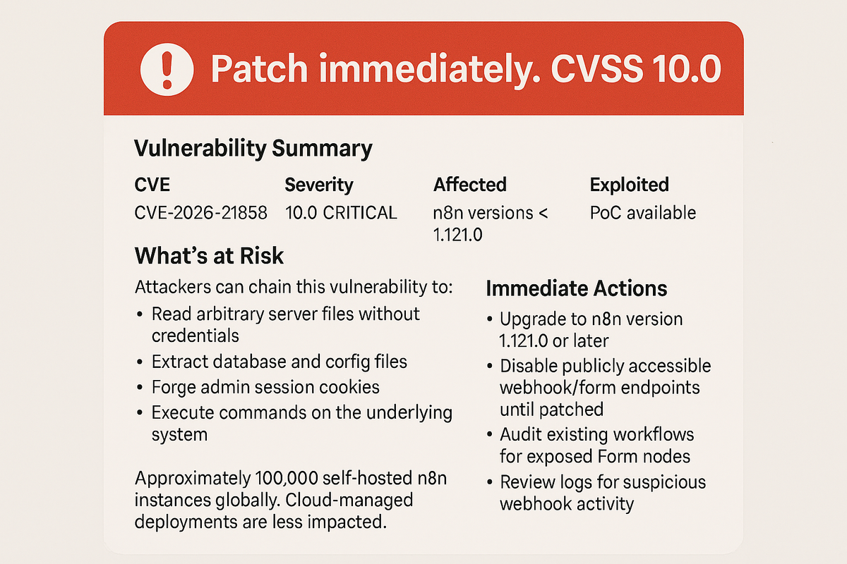 CRITICAL: Patch n8n Now — Unauthenticated RCE Affects 100K Servers