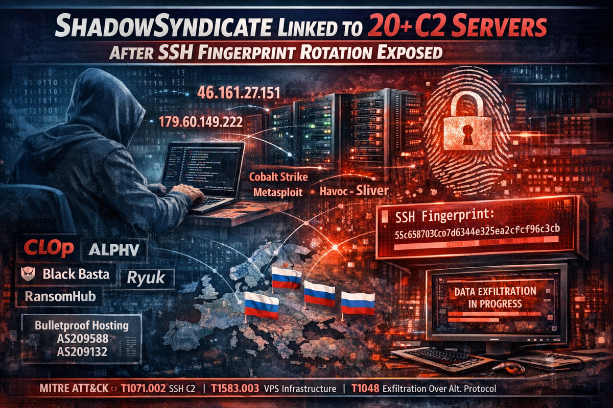 ShadowSyndicate Linked to 20+ C2 Servers After SSH Fingerprint Rotation Technique Exposed