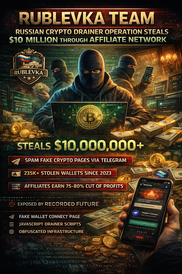 Rublevka Team: Russian Crypto Drainer Operation Steals $10 Million Through Affiliate Network