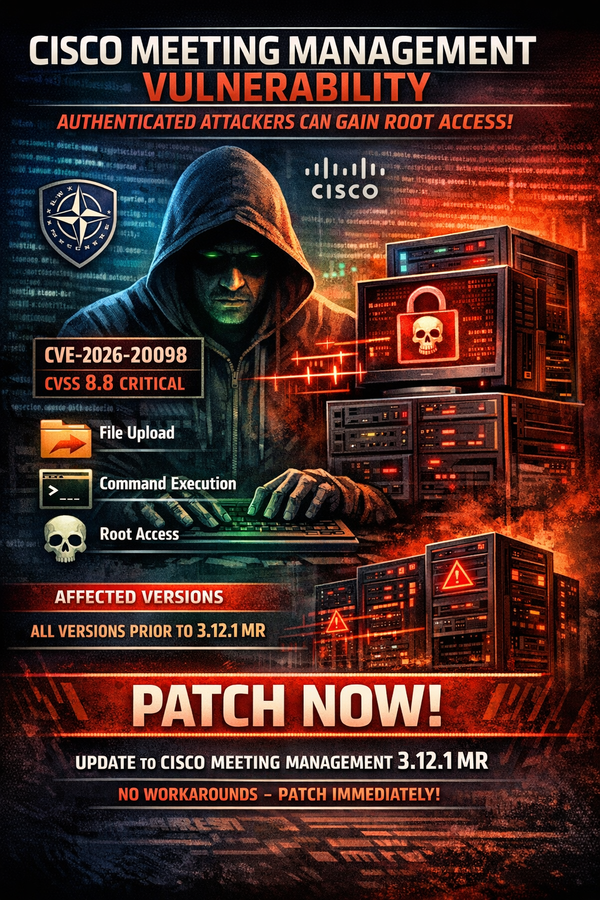 Cisco Meeting Management Vulnerability Allows Authenticated Attackers to Gain Root Access